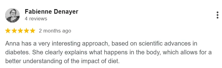 Five-star Google review by Fabienne Denayer