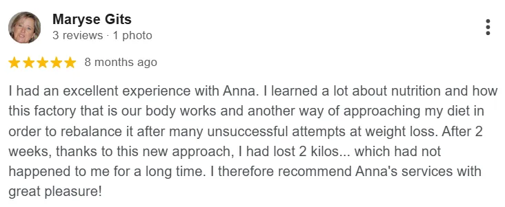 Five-star Google review by Maryse Gits