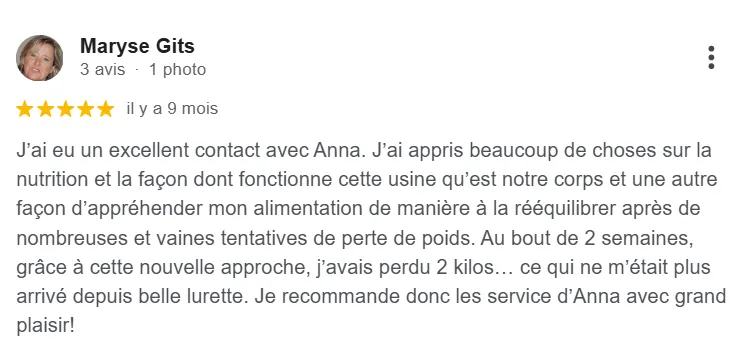 Avis Google 5 étoiles de Maryse Gits