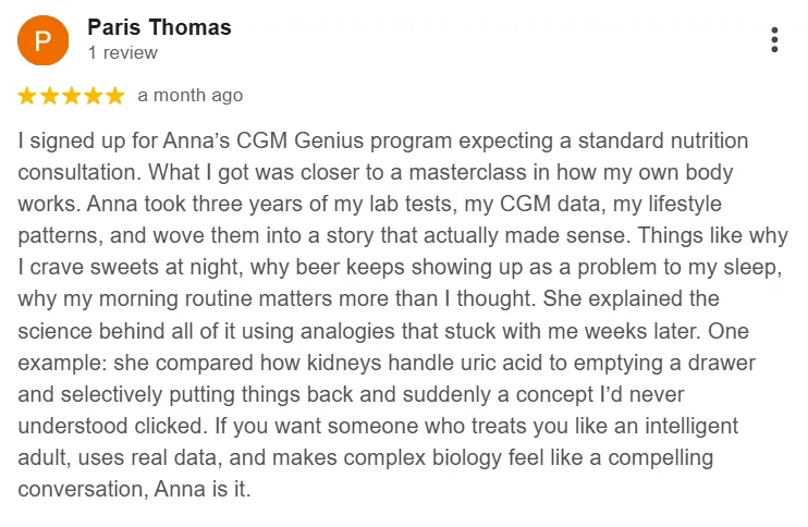 Five-star Google review by Paris Thomas